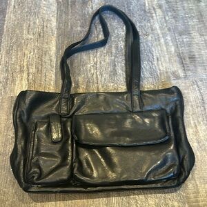 Perlina black leather handbag